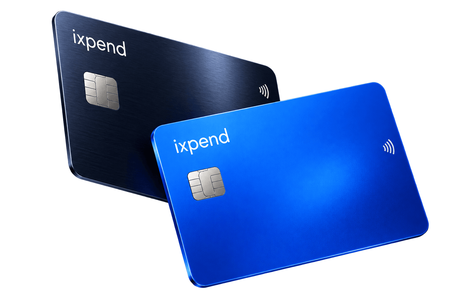 Floating blue and midnight ixpend cards